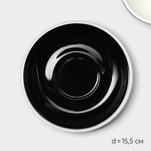 Кофейная пара Magistro Coffee time, чашка 300 мл, блюдце d=15.5 см, фарфор, чёрная