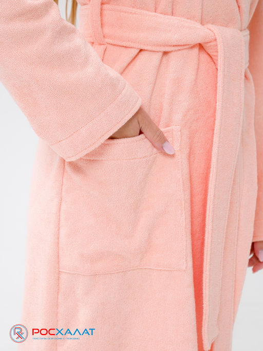 Женский халат с капюшоном персиковый МЗ-06 (32)