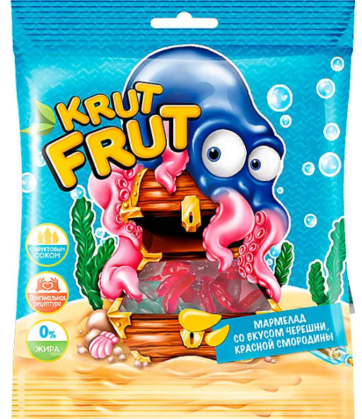 KrutFrut, мармелад жевательный в форме осьминожек, 100 г