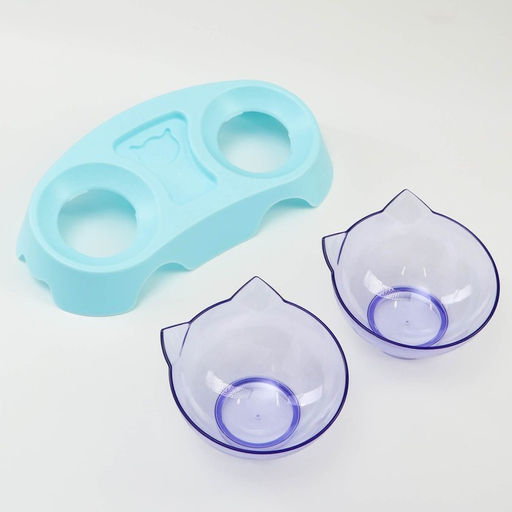 Миски пластиковые на голубой подставке 30 х 15,5 х 12 см прозрачные - Пижон фото 3