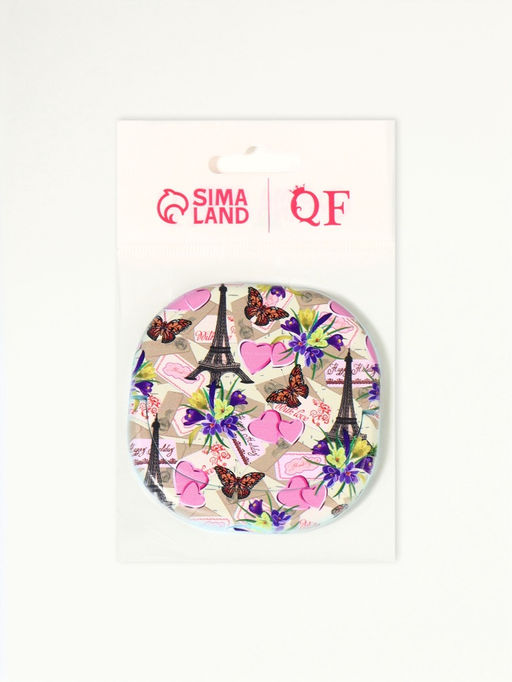 Зеркало карманное «Узор», с подставкой, 8×8 см, фиолетовое