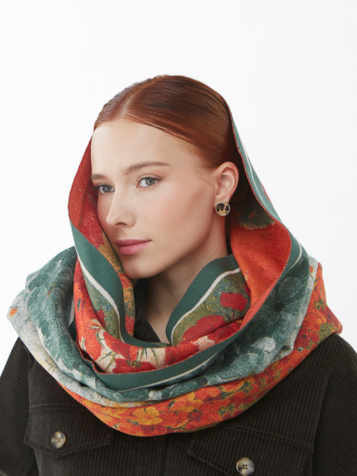 в составе ШЕРСТЬ и КАШЕМИР  Большой, мягкий, теплый двусторонний палантин с принтом. - Tantino фото 9