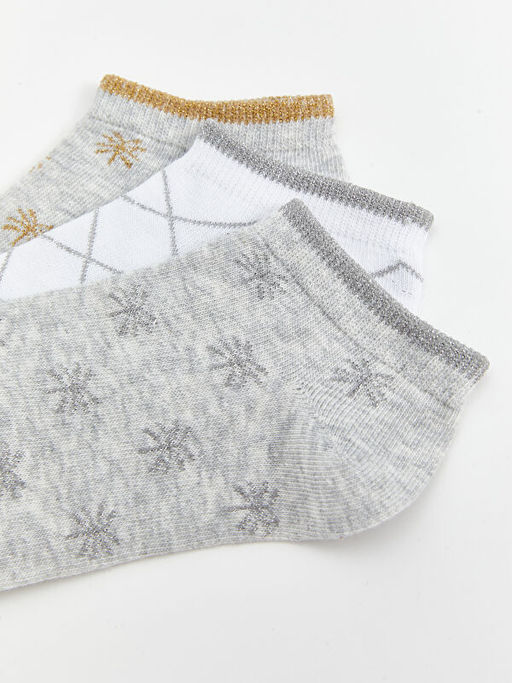 Desenli Kad?n Patik ?orap 3l?