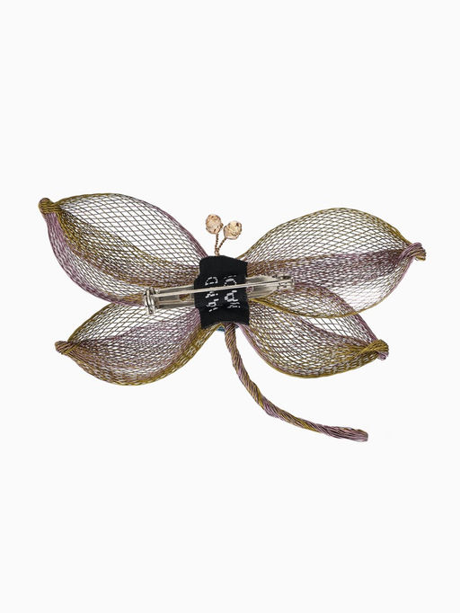 Брошь «Стрекоза» плетёная, цвет розово-золотой