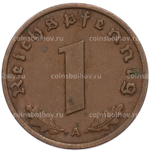 Монета 1 рейхспфенниг 1938 года A Германия