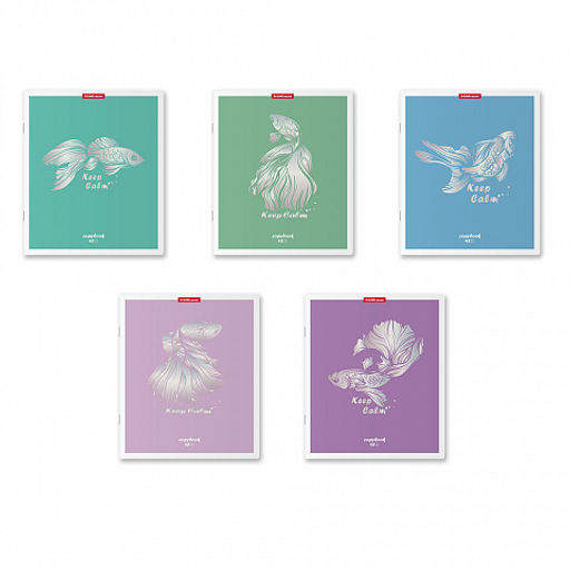 Цена за 5 шт. Тетрадь общая ученическая ErichKrause Рыбки, 48 листов, клетка, голография_MIX-PACK  фото 2