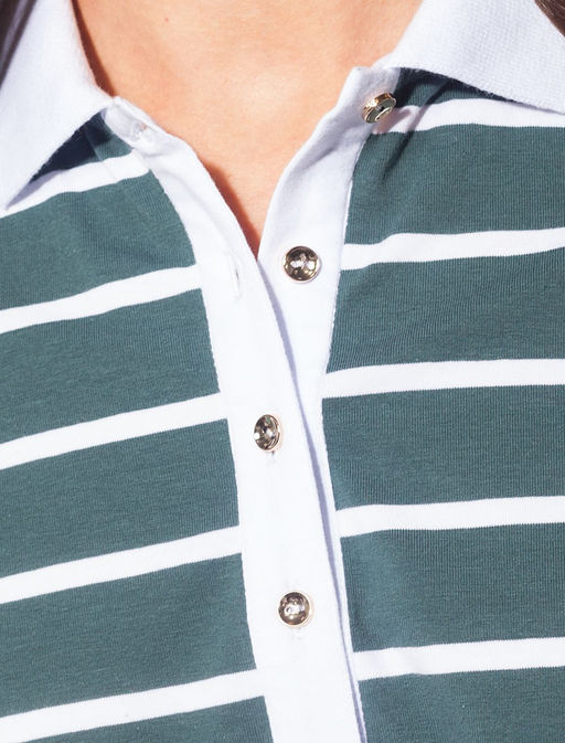 Футболка-поло из кулирной глади с эластаном - Vilatte фото 2