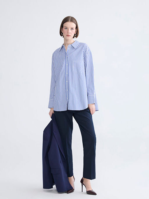 ?izgili Oversize Poplin Kad?n G?mlek