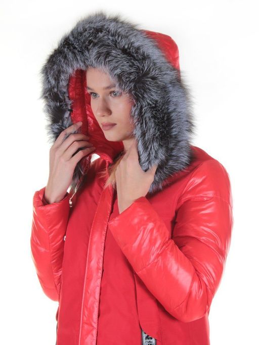 8179 RED Пальто женское с натуральным мехом Jarius - Fashion фото 3