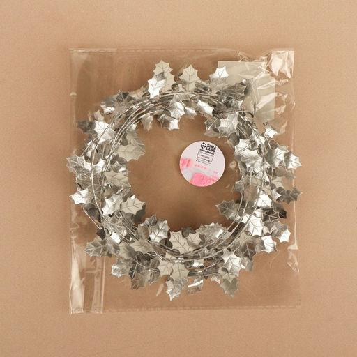 Листья на металлической проволоке, 21×18 мм, 5 м, цвет серебряный