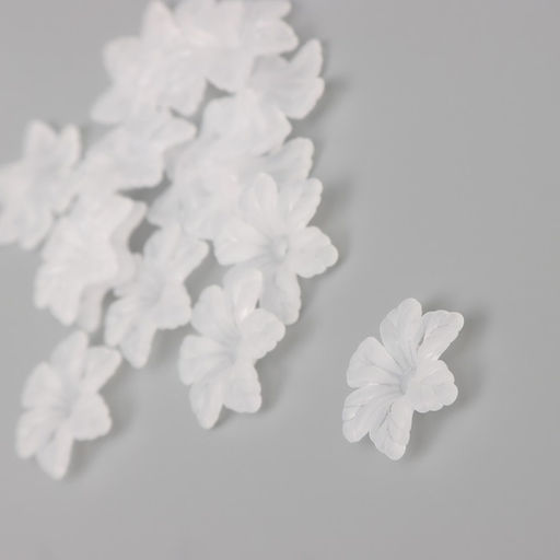 Цена за 2 шт. Бусины для творчества пластик "Шестилистный цветок белый матовый" набор 40 шт 2,1х2,1 см