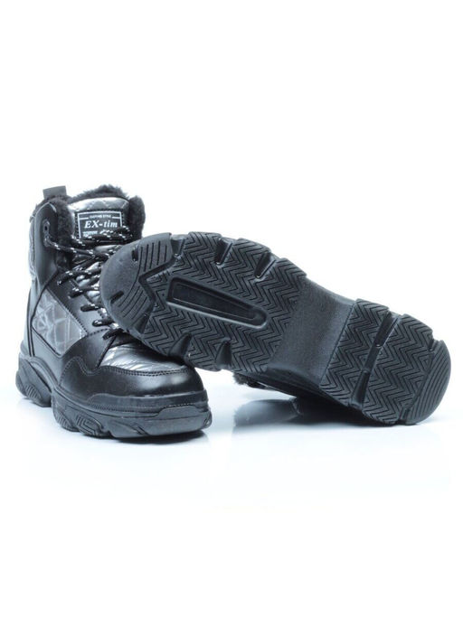 2222-3 BLACK Ботинки зимние женские (искусственные материалы)