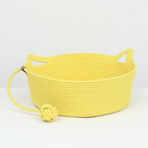 Экологичный лежак для животных (хлопок+рогоз), 45 х 37 х 16 см, вес до 25 кг, жёлтая - Пижон фото 2