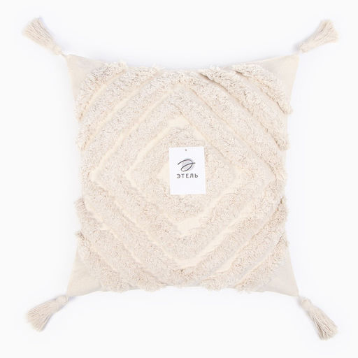 Наволочка декоративная Этель Бохо, 45х45 см, цвет молочный, 100% хлопок  фото 11