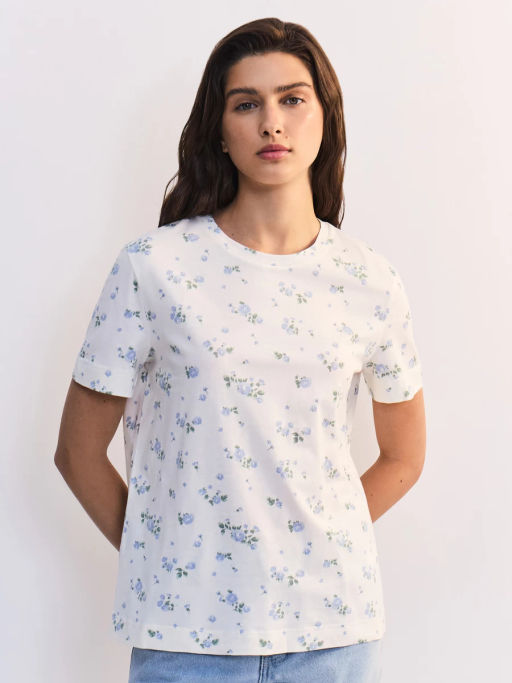 Футболка из хлопка с цветочным принтом ZR2605013417-237 / Zarina