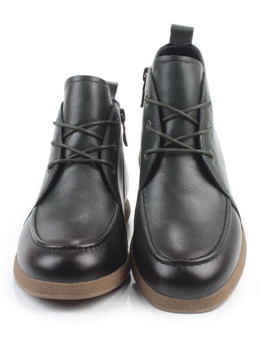 01-S77-97 DK. GREEN Ботинки демисезонные женские (натуральная кожа, байка)