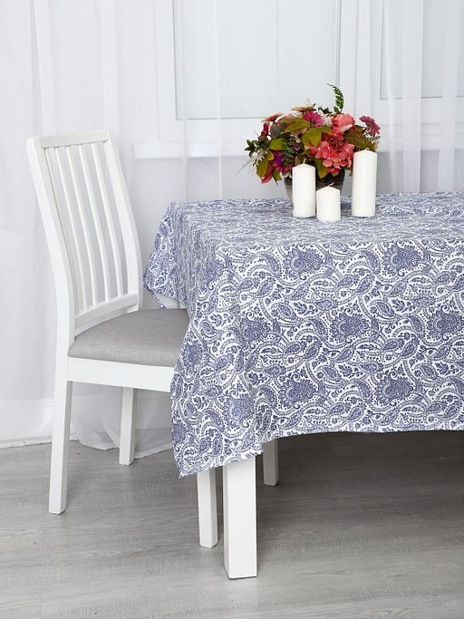 Скатерть из рогожки Персия голубой 150х180 - Амавес-текстиль фото 3