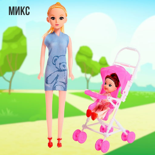 Кукла-модель Мама с дочкой с коляской, МИКС - Simaland фото 23