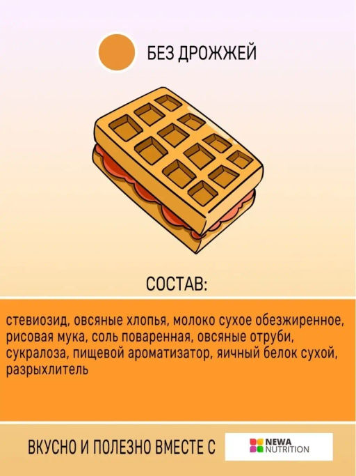 Смесь для выпечки вафли высокобелковые без сахара, ванильный вкус - Newa nutrition фото 2