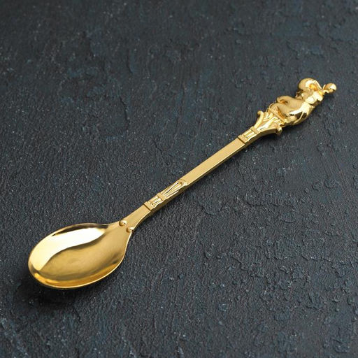 Набор ложек на подставке «Слон», 8×4×16 см, ложки h=13 см, 6 шт., цвет золотой