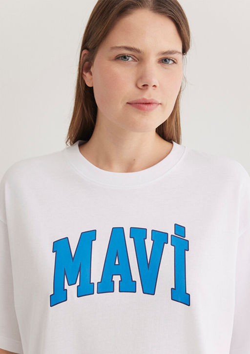 Mavi Logo Bask?l? Beyaz Tisort  фото 5