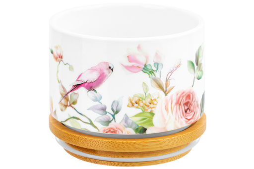 Банка д/хранения 250 мл 9,3*9,3*7 см Певчие птички + дер. крышка-подст. с сил. упл. (без золота) - Elan gallery фото 8