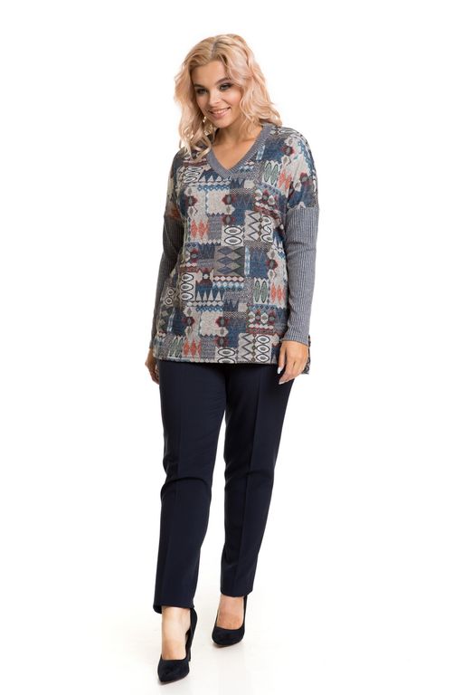 Пуловер 724 серый-коралл - Novita фото 8