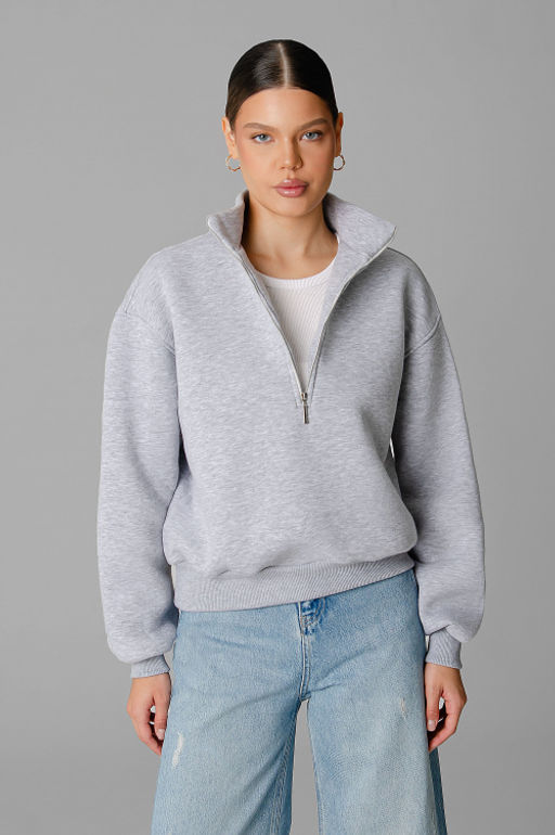 Арт. 1904 Свитшот женский с начесом полузамок 42-50 (5 шт) Цвет:серый меланж - Калинка фото 7