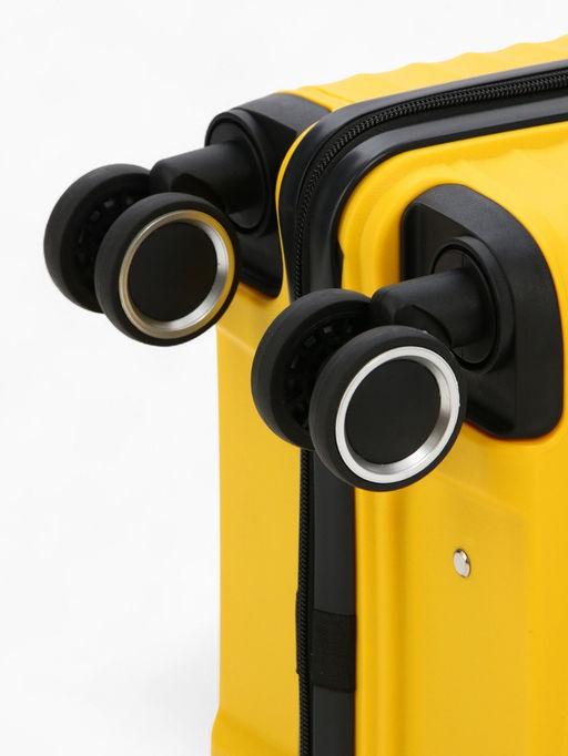 Чемодан на колёсах «Полосы», маленький 44 л (S), на молнии, кодовый замок, 4 колеса, жёлтый