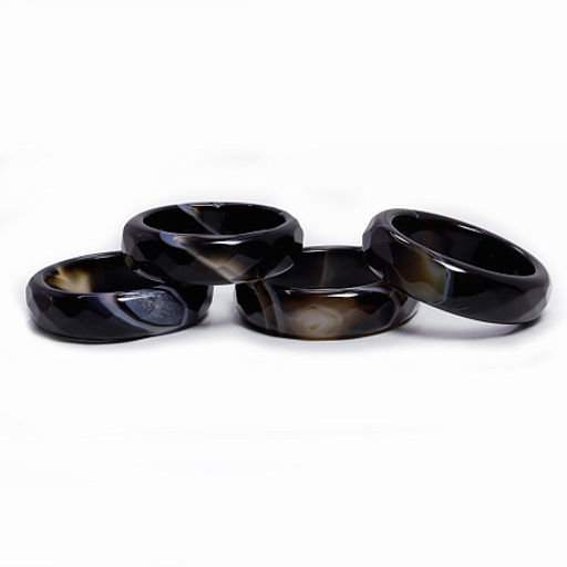 Кольцо из камня Черный агат дарует защиту от всех видов сглаза и порчи размер микс