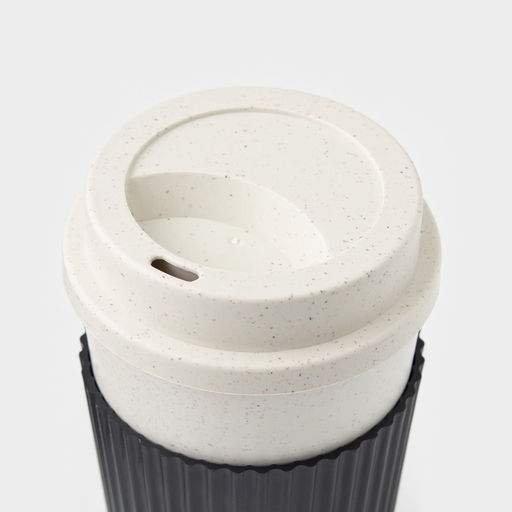 Стакан для кофе с крышкой WeatFiber, 350 мл, 8.8×14 см, пластик, многоразовый, белый, черный