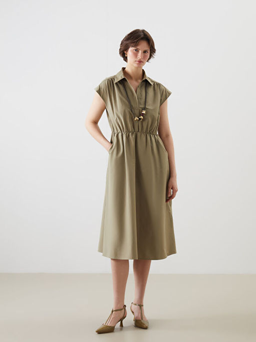 G?mlek Yaka Poplin Elbise