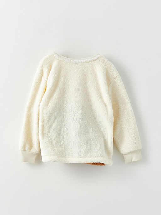 Bisiklet Yaka Nak??l? Uzun Kollu Pel?? K?z ?ocuk Sweatshirt ve Toka - Waikiki фото 3