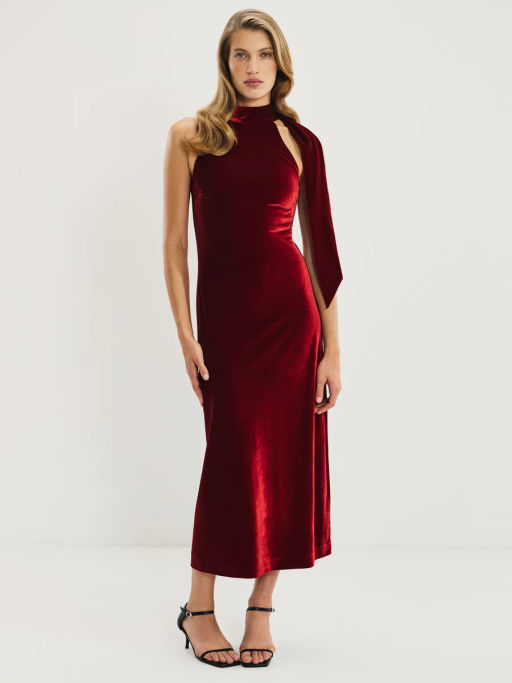 Платье из бархата с воротником халтер / Zarina