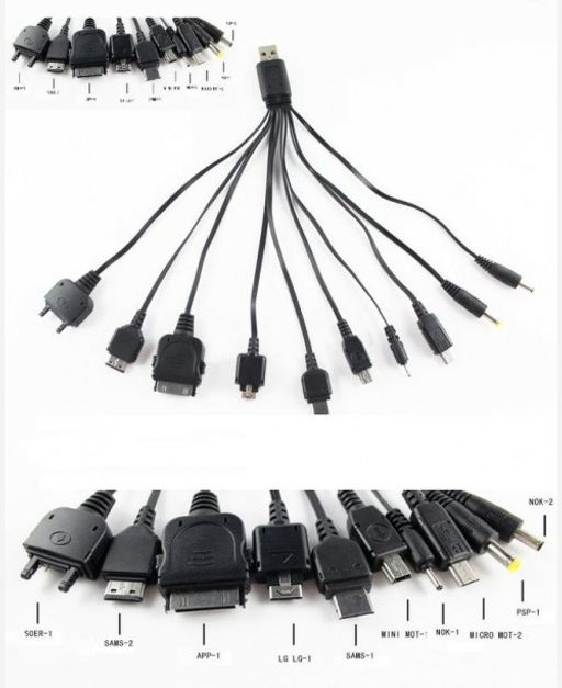 Универсальный кабель для зарядки от usb под известные бренды телефонов. 10 разъемов 903917 - Yiwu youda import & export co фото 2
