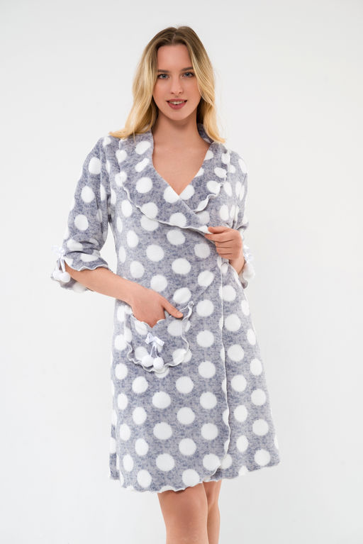 Халат женский из ультрасофта Светлана горох - Амадэль фото 3