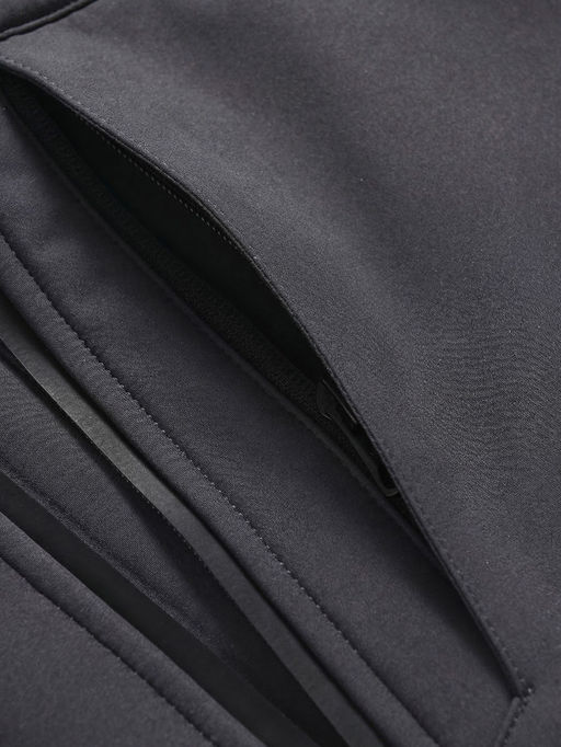 Ветровка мужская софтшелл виндстоппер с капюшоном спортивная темно-серого цвета 9615_1TC