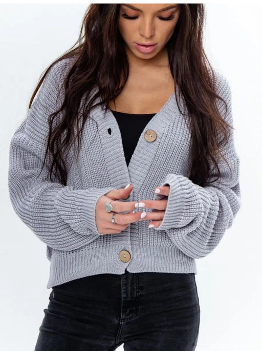 K13282 Кардиган (вязаный трикотаж) СЕРЫЙ