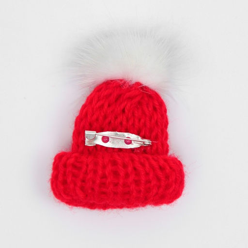 Брошь «Новогодняя» шапочка тёплая, цвет красный