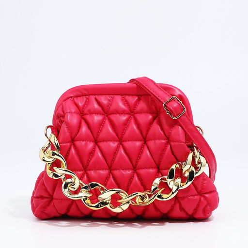 Сумка женская на фермуаре, малиновая