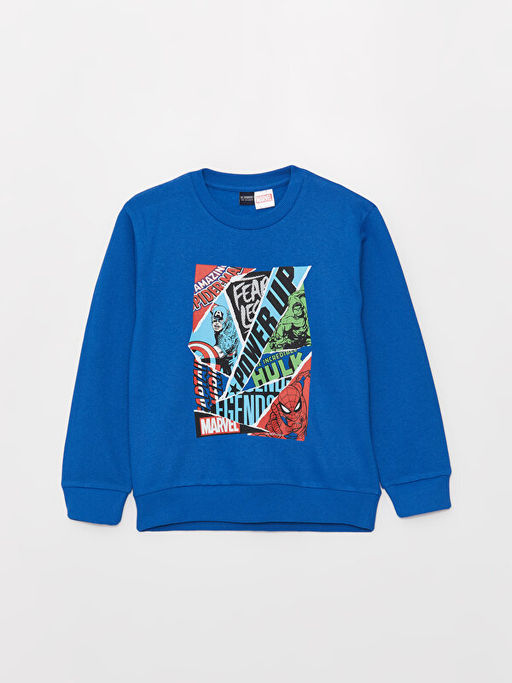 Bisiklet Yaka Marvel Bask?l? Uzun Kollu Erkek ?ocuk Sweatshirt ve E?ofman Alt? - Waikiki фото 2
