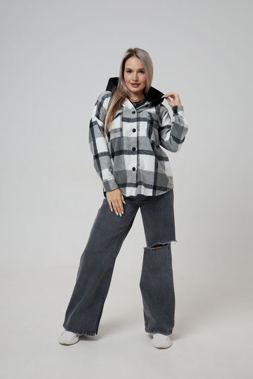 Рубашка женская в клетку с капюшоном РЖКК-01