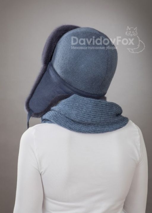 Комплект ушанка трикотаж норка байкал косынка