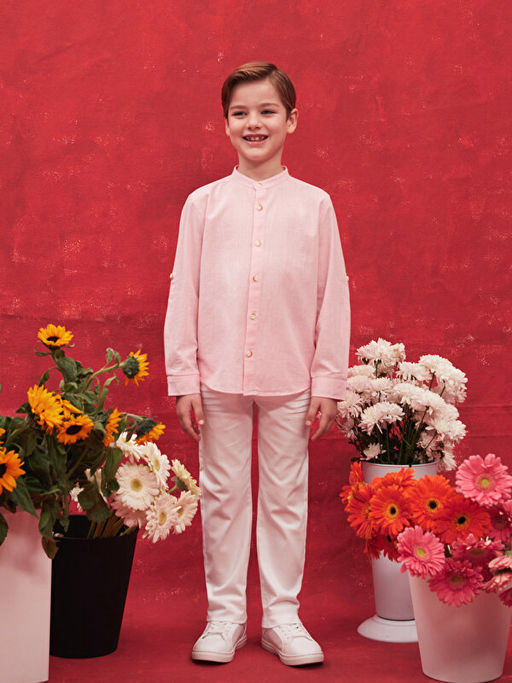 Hakim Yaka Basic Uzun Kollu Erkek ?ocuk G?mlek