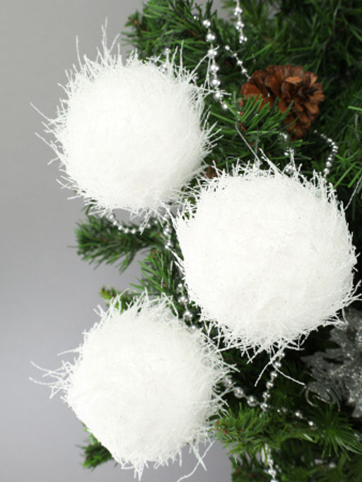 Новогоднее украшение Шары 3 штуки 8 см / WF-191 /уп 128/белые - ГалеонТрейд фото 2