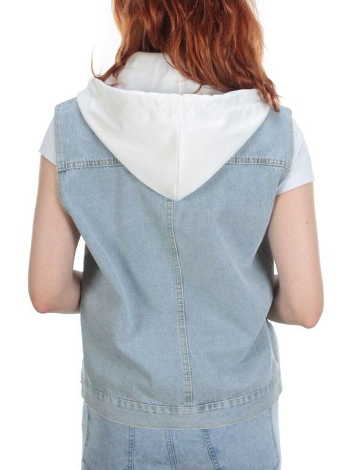 803 BLUE/BLACK Джинсовый жилет женский (100% хлопок) - Фабричный китай фото 36