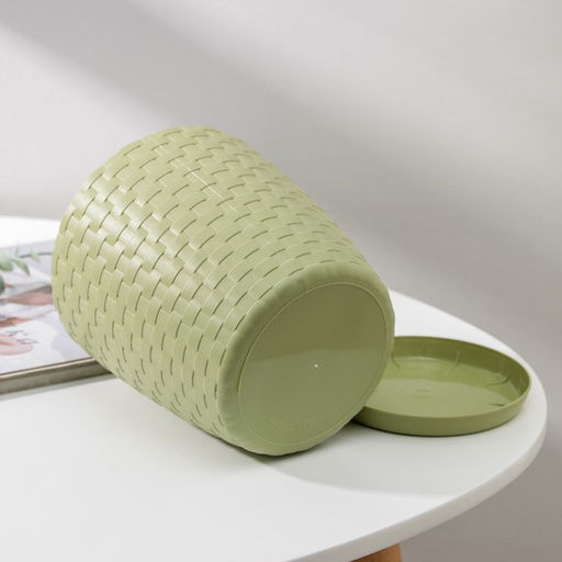 Цена за 2 шт. Горшок для цветов с поддоном «Петропласт. Ротанг», 2 л, пластиковый, оливковый