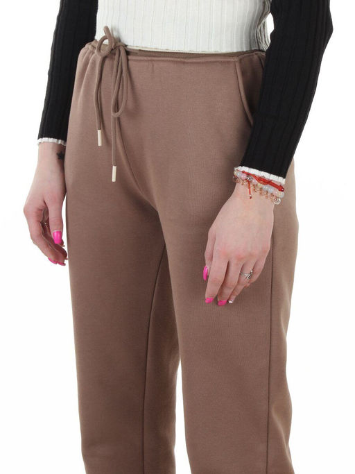 2804 BROWN Брюки спортивные утепленные женские (95% хлопок, 5% спандекс)
