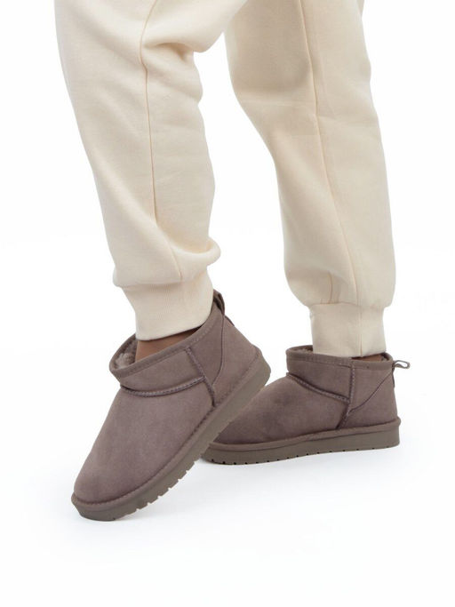 04-PF8300-4 GRAY/BEIGE Угги женские (натуральная замша, 100% шерсть)