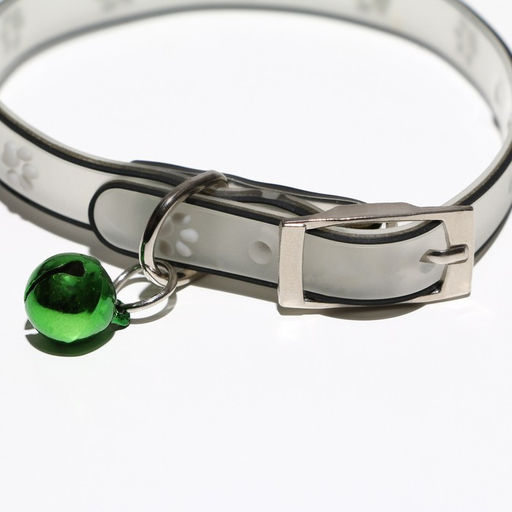 Ошейник Лапки, 28 х 1 см, ОШ 18-24 см, прозрачный/белый - Пижон фото 3